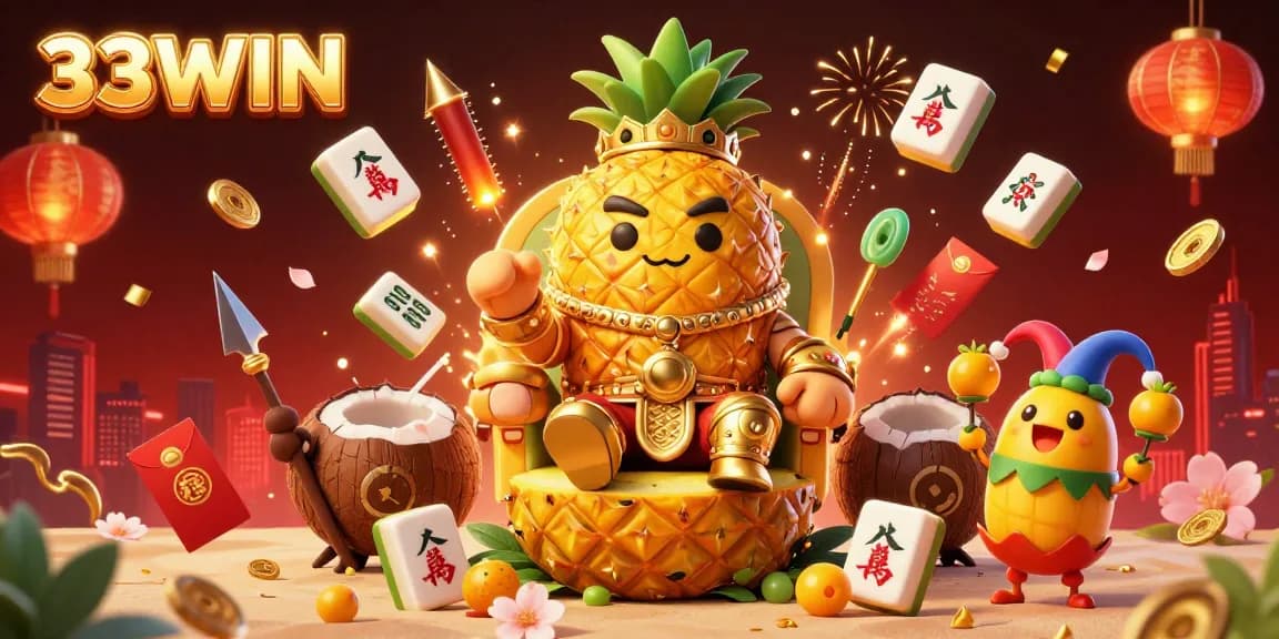 Engage in thrilling games with 33WIN in this vibrant casino illustration featuring animated characters.