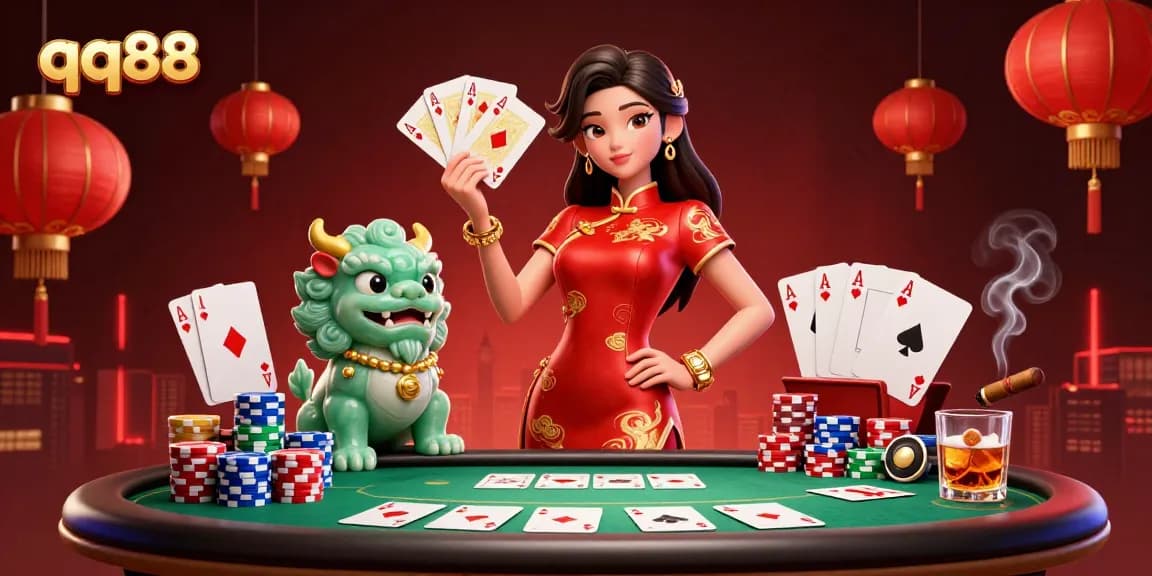 Experience thrilling gaming with the qq88 online casino featuring a captivating illustration of a victorious player.