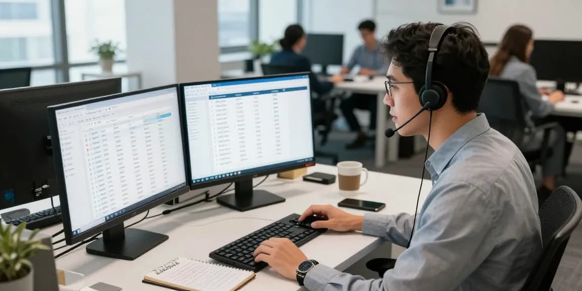 Appeler depuis un deuxième numéro avec un système téléphonique virtuel dans un bureau moderne.