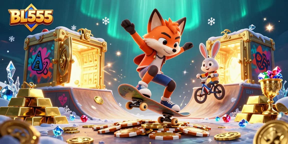 Experience thrilling gameplay at BL555 with vibrant casino symbols and exciting character action.