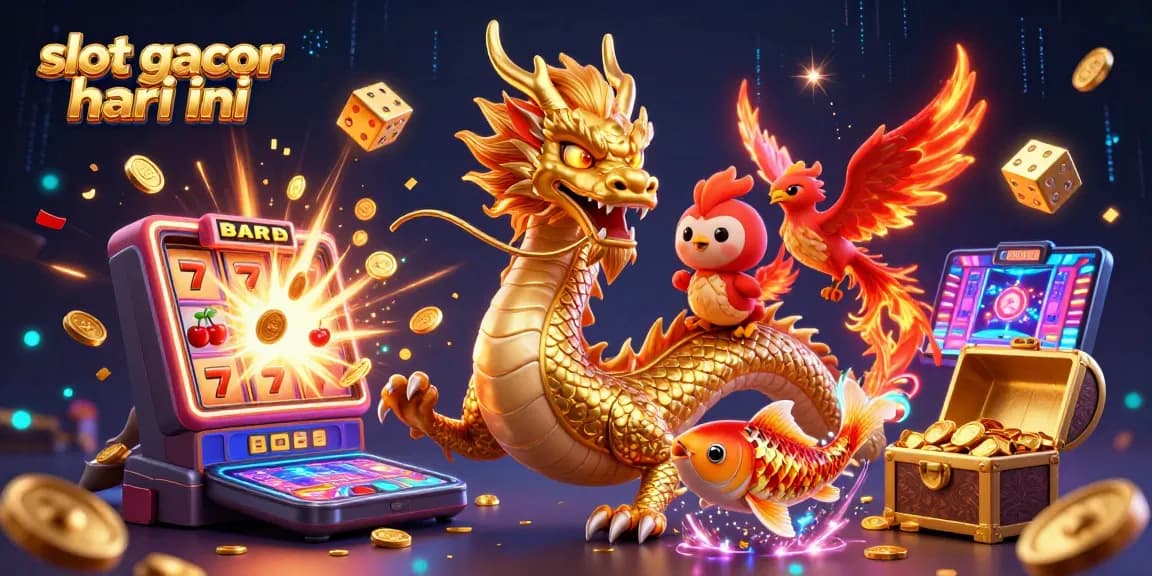 Experience thrilling wins with slot gacor hari ini in this immersive casino-themed illustration.