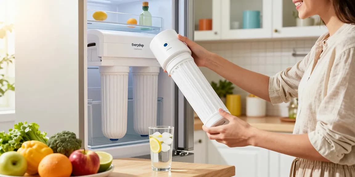 Waterdrop EDR3RXD1 Replacement for Everydrop® Filter 3 installation in a bright kitchen, promoting healthy hydration.