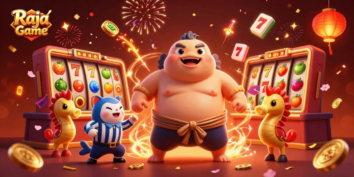 Engage with Raja Game by joining an exciting underwater slot game arena featuring vibrant characters and gambling elements.
