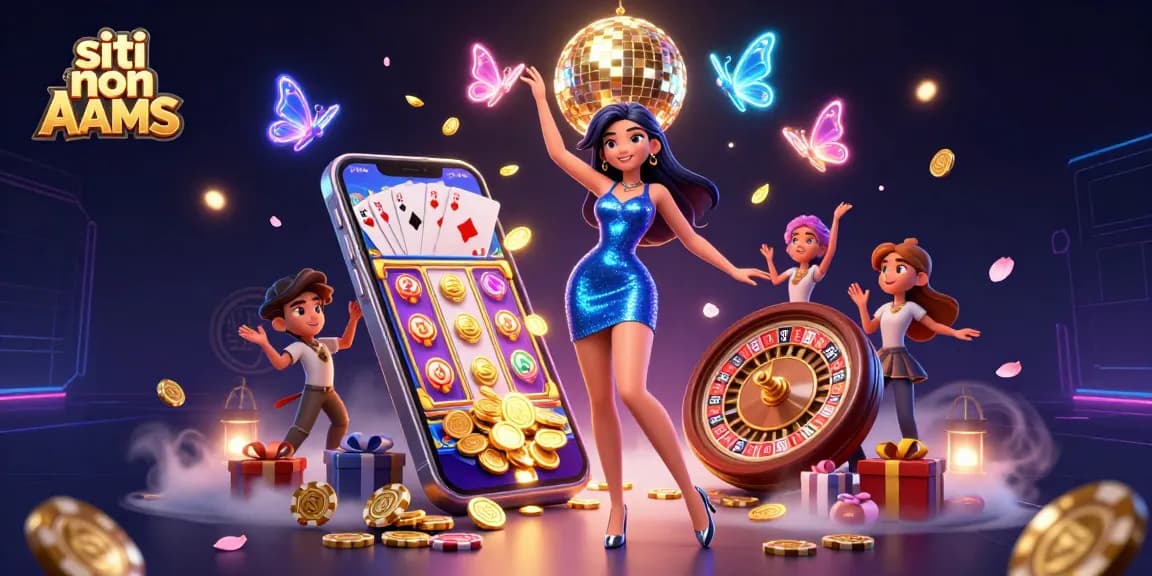 Interagisci con siti non AAMS che presentano una scena 3D vibrante di una donna glamour e affascinanti elementi di casinò.