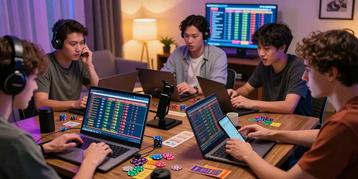 Engaged players enjoying Pasaran Togel Terlengkap online betting in a vibrant home setting.