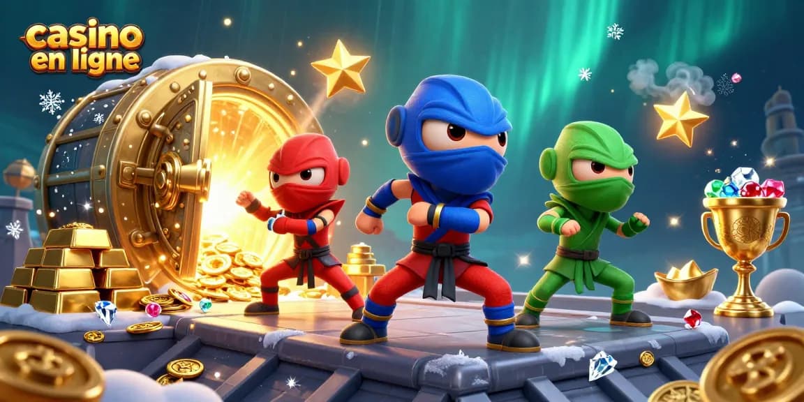 Les ninjas caméléons en scène dynamique au casino en ligne avec trésor lumineux et effets éclatants