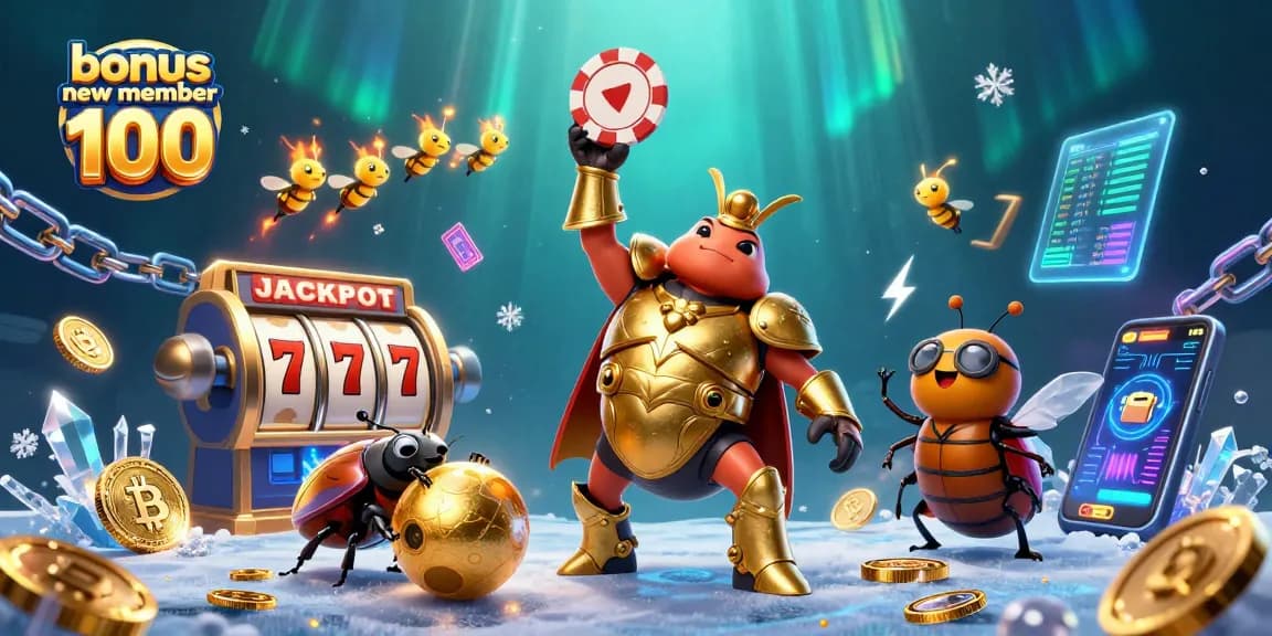 Engage with the exciting bonus new member 100 through this vibrant 3D casino scene.