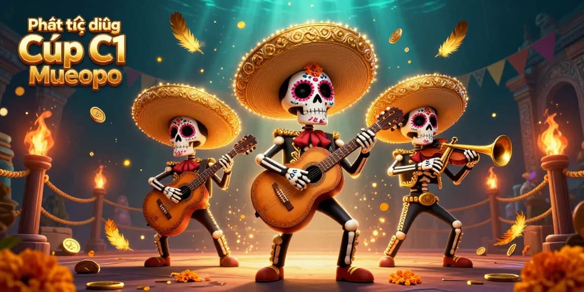 Experience Pht trc tip Cp C1 chu u with a vibrant 3D mariachi band, surrounded by casino elements.