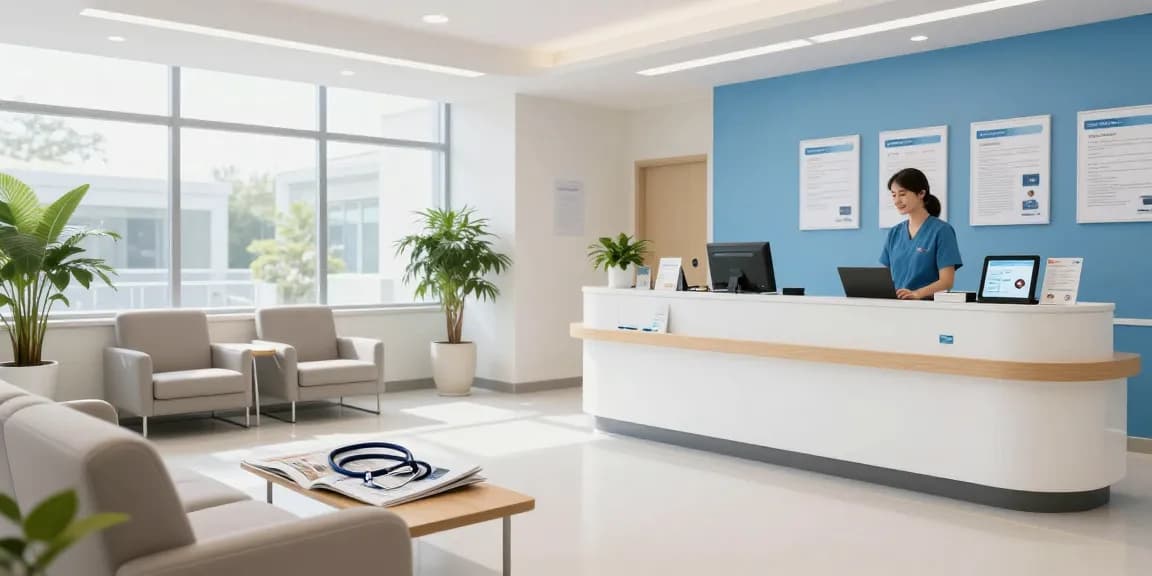 Private health insurance options in a welcoming health clinic environment with compassionate patient care.