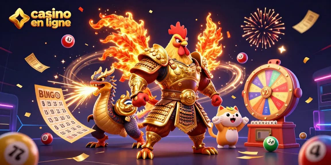 Jouez au casino en ligne avec énergie entouré de personnages 3D colorés et d'éléments ludiques.