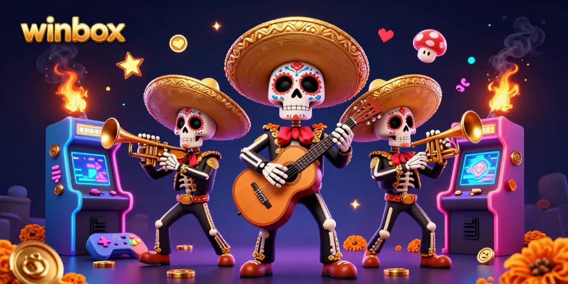 Winbox players experience excitement with the mariachi band in a colorful casino setting.
