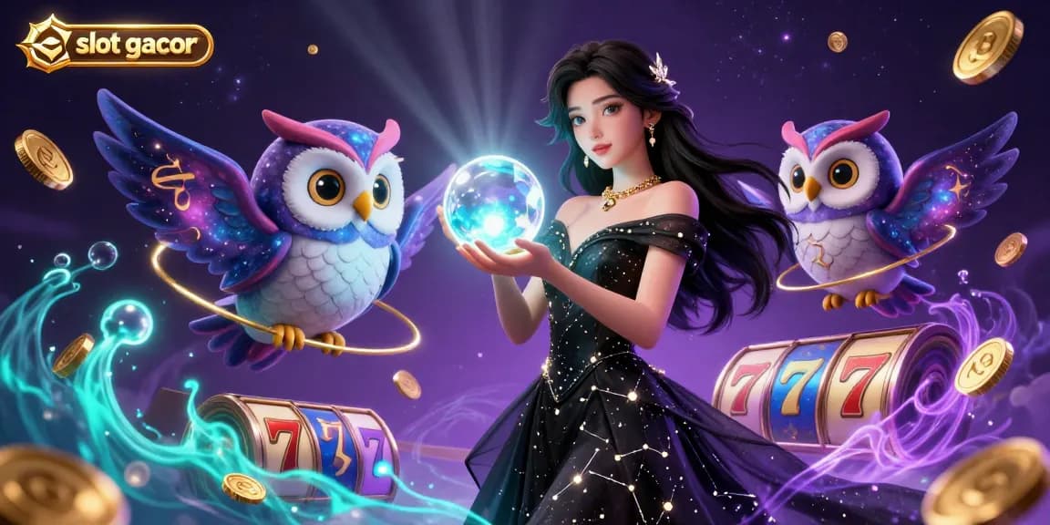 Spin and win big with slot gacor in this vibrant casino illustration featuring magical elements and lucky symbols.