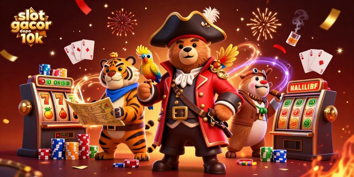 Menangkan jackpot besar di slot gacor depo 10k dengan ilustrasi kasino yang penuh semangat.