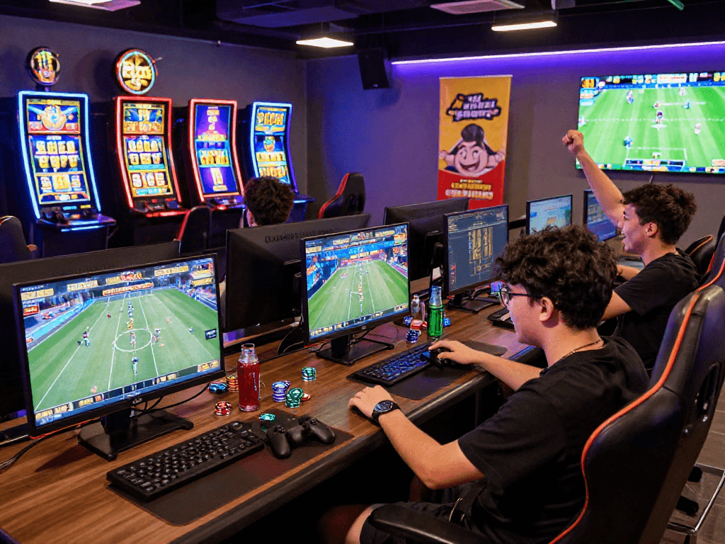 Exciting online gaming atmosphere at Raja328 with players enjoying diverse gaming options including daftar raja328 slots and live casino games.