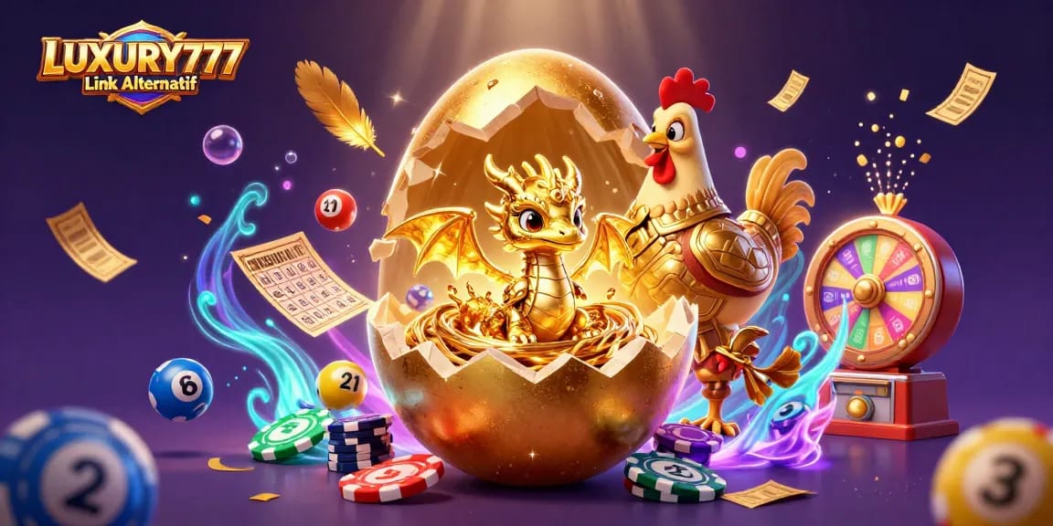 LUXURY777 Link Alternatif menghadirkan ilustrasi kasino yang memukau dengan naga emas dan simbol keberuntungan.