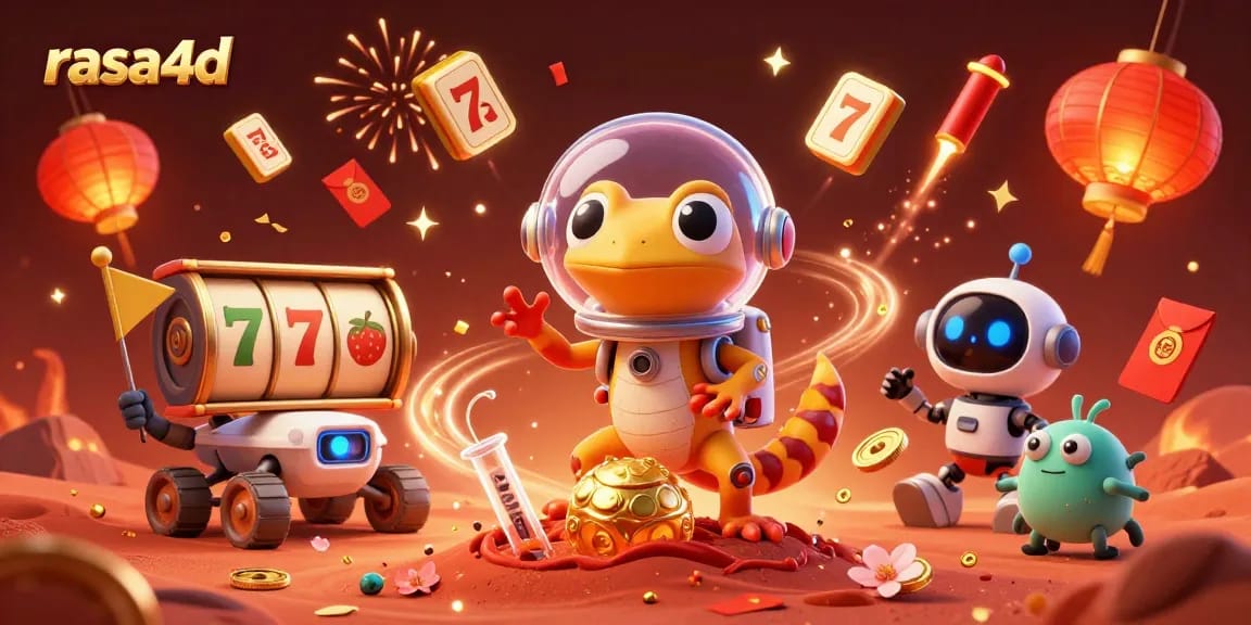Experience the thrilling world of rasa4d with a colorful Martian gecko discovering a vibrant casino adventure.