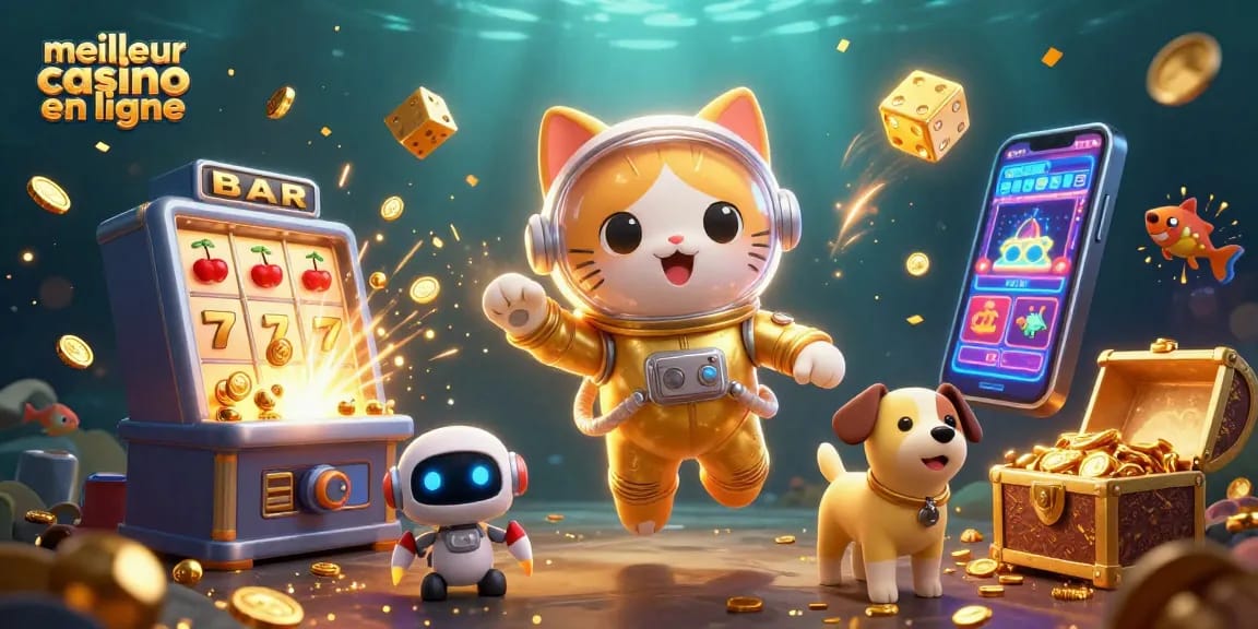 Profiter du meilleur casino en ligne avec un chat astronaute et un chien robot dans un monde de jeux animés