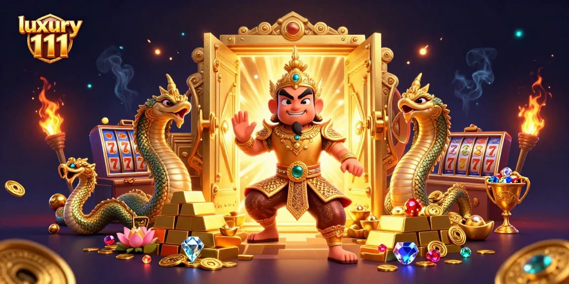 Play thrilling games at luxury 111 with a captivating 3D illustration of a vibrant casino scene.