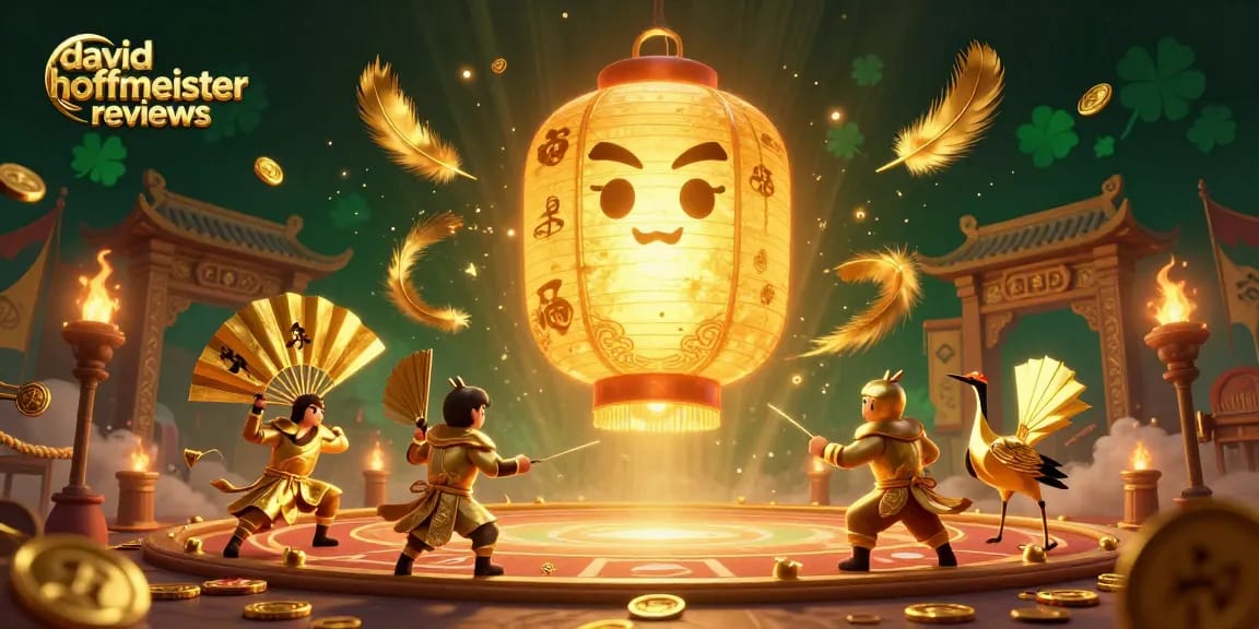 Experience the excitement of david hoffmeister reviews amidst a vibrant casino scene with golden lanterns and lucky symbols.