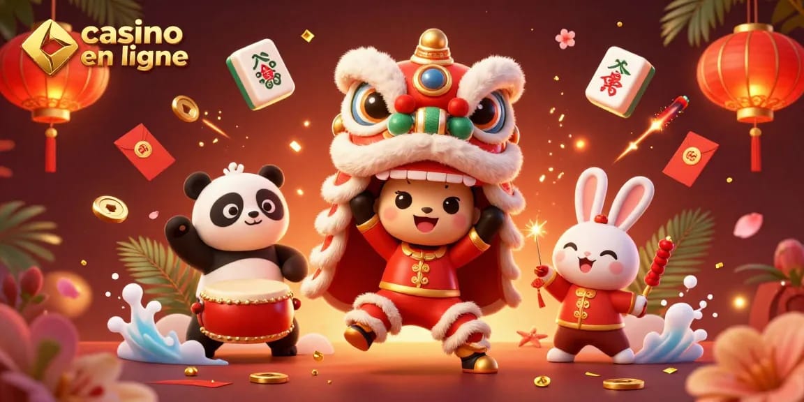 Célébrez vos gains au casino en ligne avec des personnages 3D immersifs et des éléments festifs.