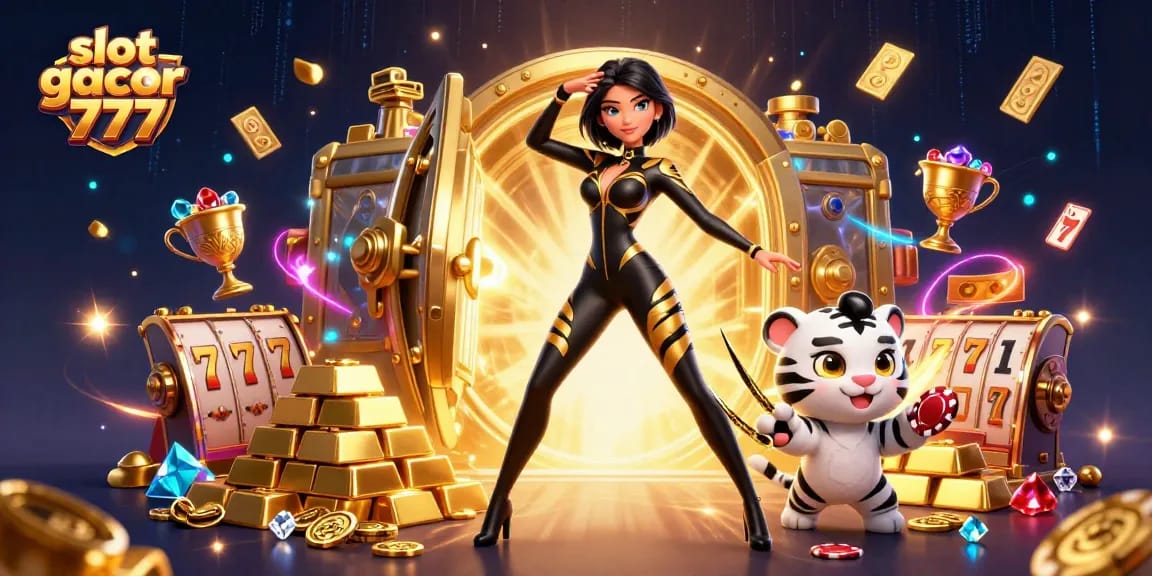 Winning at slot gacor 777 with incredible visuals of a 3D character amidst treasures and playful imagery.