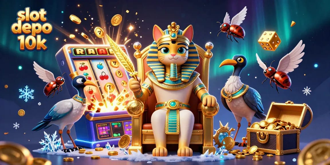 Experience excitement with slot depo 10k showcasing vibrant 3D slots, iconic symbols, and dynamic characters