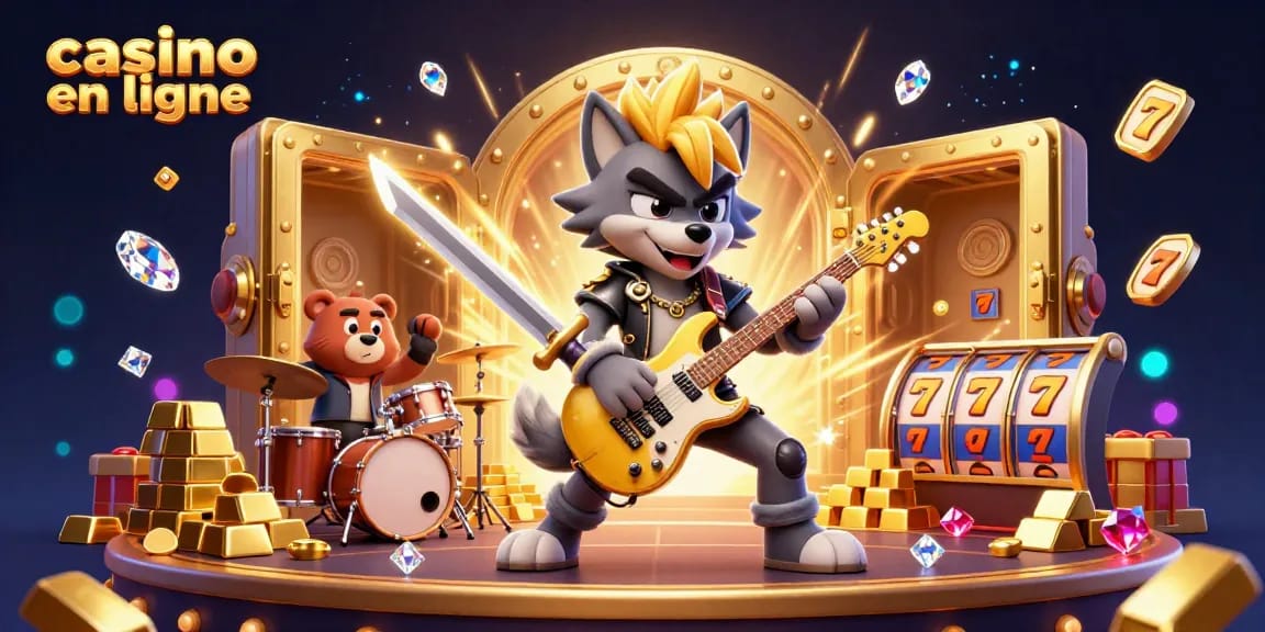 Jouez à des jeux excitants sur un casino en ligne avec des personnages animés et des trésors scintillants.