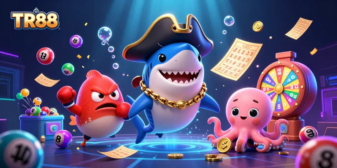 Experience the excitement of TR88 with vibrant characters and dynamic gaming elements in a lively casino scene.