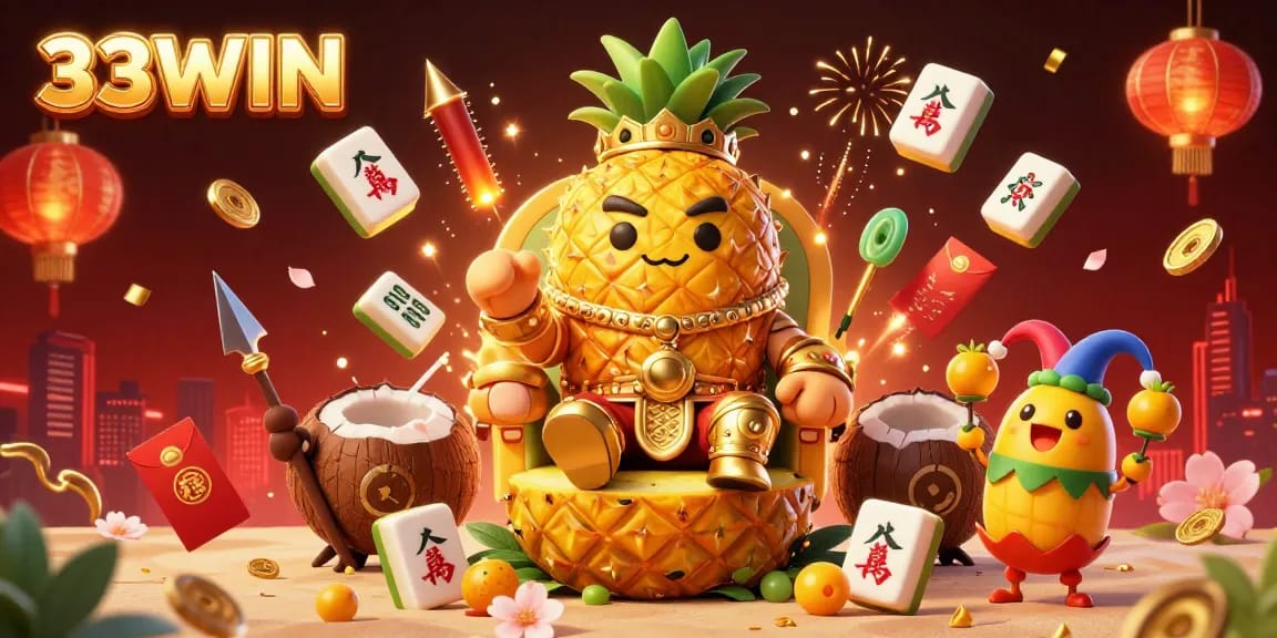 Engage in thrilling games with 33WIN in this vibrant casino illustration featuring animated characters.