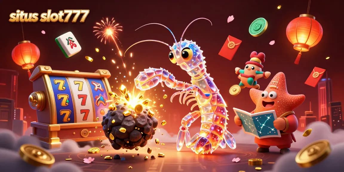 Situs Slot777 showcases a dynamic casino scene with galactic samurai and casino symbols bursting with joy and excitement.