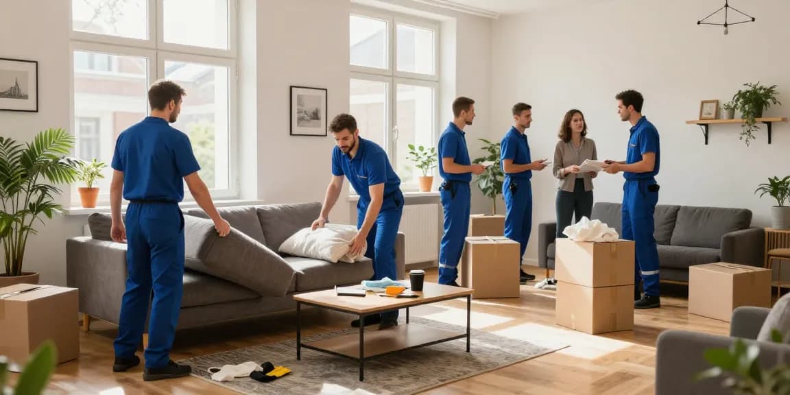 Efficient Wohnungsentrümpelung Berlin team removing clutter from a modern apartment.