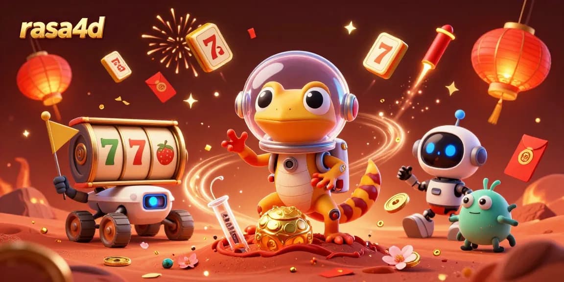 Experience the thrilling world of rasa4d with a colorful Martian gecko discovering a vibrant casino adventure.