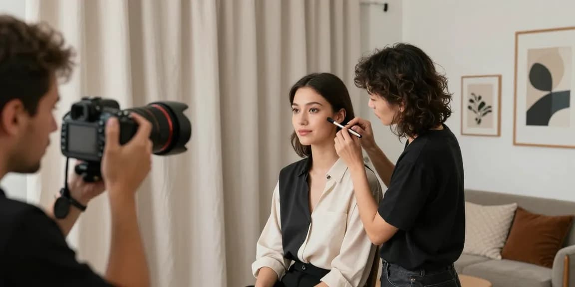 Fotografo di ritratto Milano en séance photo créative dans un studio élégant.