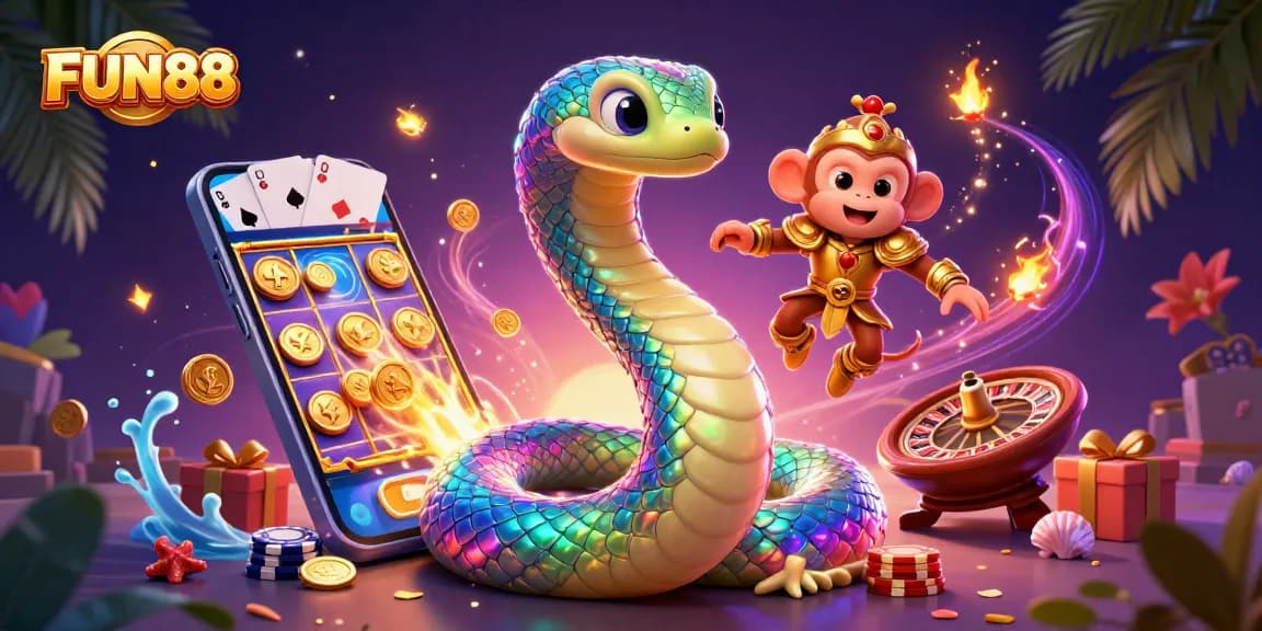 Bet on FUN88 with engaging 3D casino elements and vivid characters capturing thrilling gameplay.