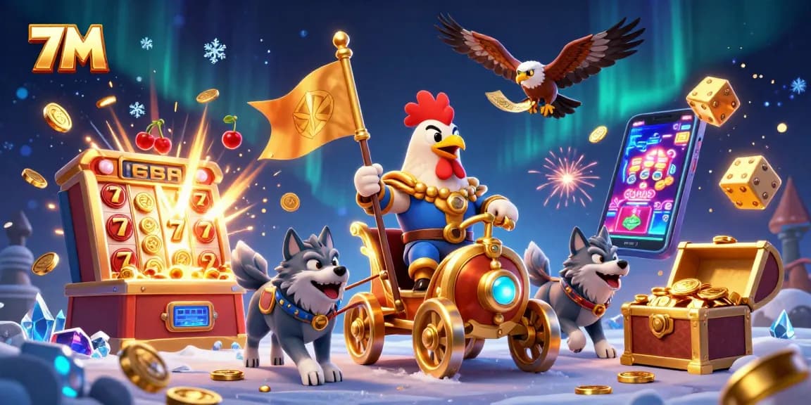 Engage with 7M as the rooster warlord leads a vibrant casino adventure filled with dynamic game elements.