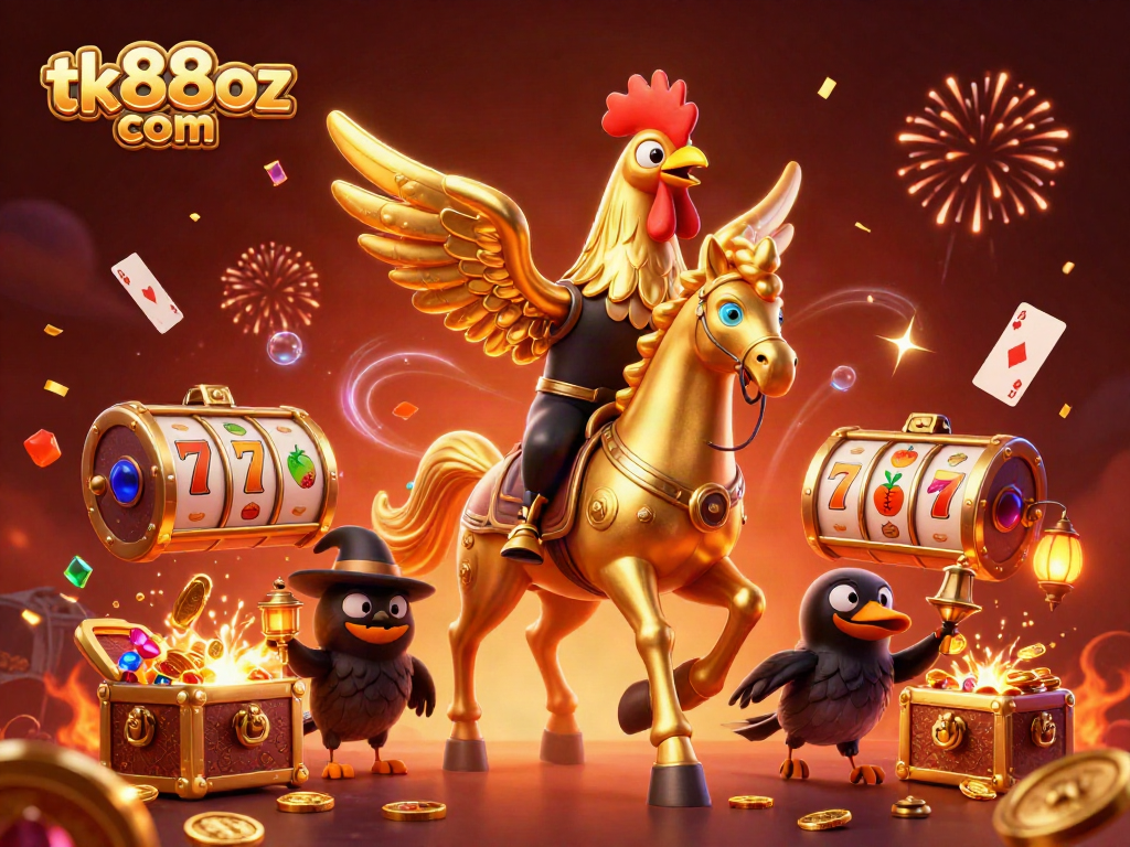Experience explosive wins at tk88oz com with a golden rooster and treasures in a vibrant casino.