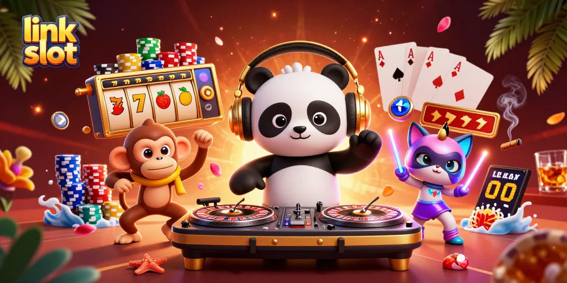Jelajahi link slot dengan DJ panda beraksi di tengah permainan slot yang megah.