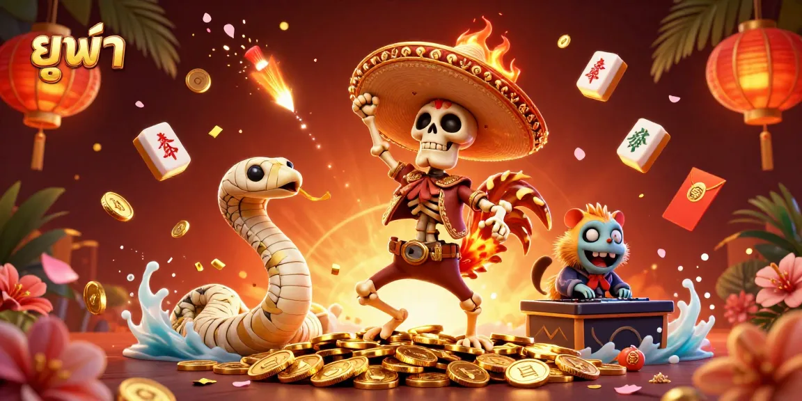 Engage in dazzling action with the ยูฟ่า mascot dancing on gold coins amidst a vibrant online casino celebration.