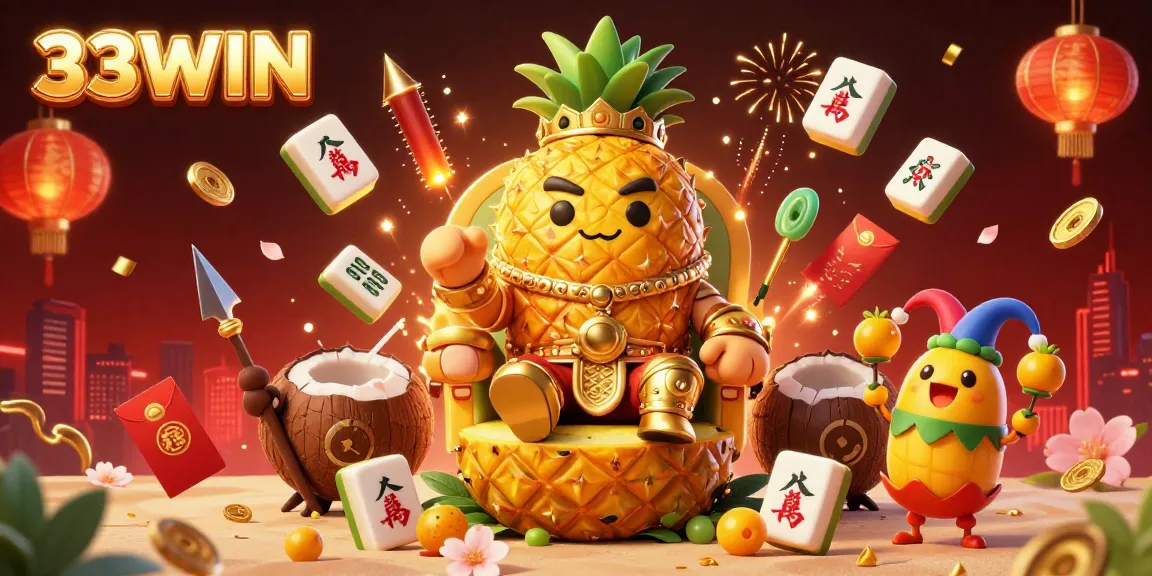 Engage in thrilling games with 33WIN in this vibrant casino illustration featuring animated characters.