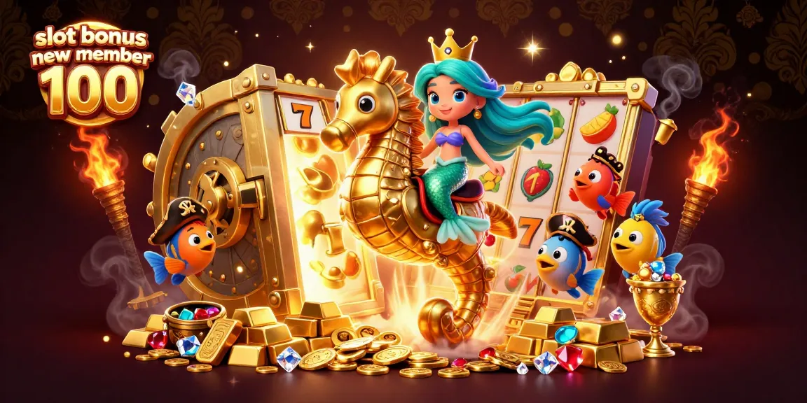 Experience exhilarating wins with slot bonus new member 100 in a vibrant casino-themed 3D scene.