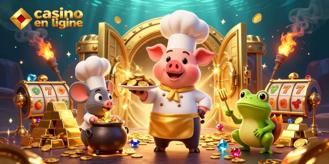 Accédez à des jeux de casino en ligne avec des pièces d'or servies par un chef.