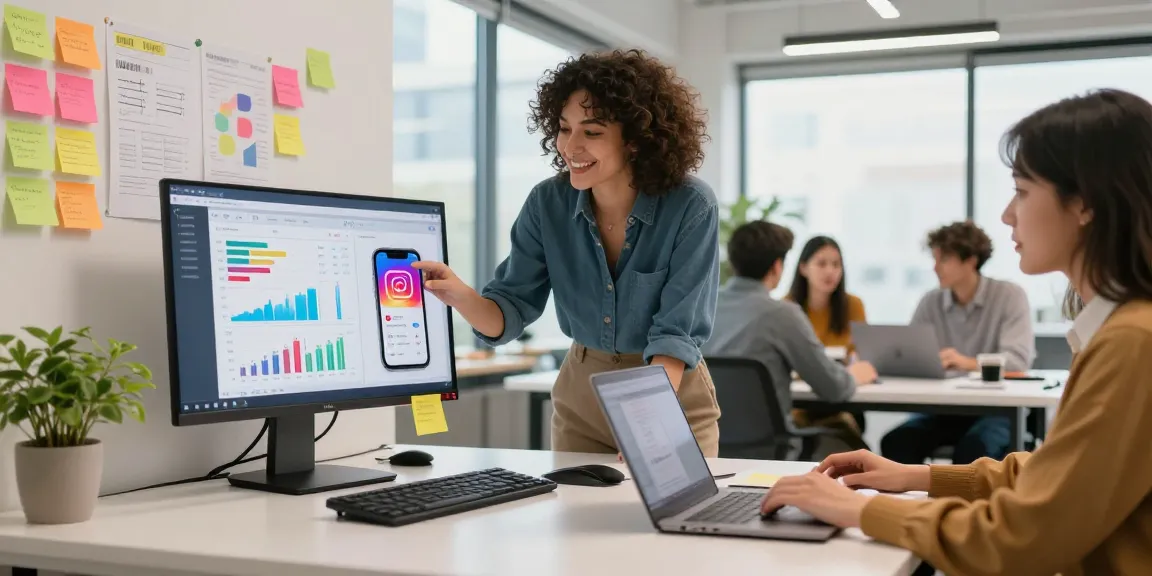 Discover the best Instagram likes to buy in a vibrant marketing office scene.