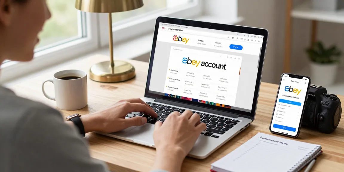 Buying eBay account for sale online, showcasing a satisfied customer completing the transaction with PayPal confirmation.