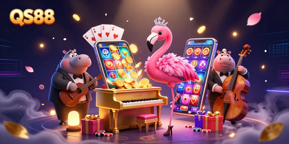 Experience thrilling gameplay at QS88 with vibrant 3D casino elements including slots and poker.