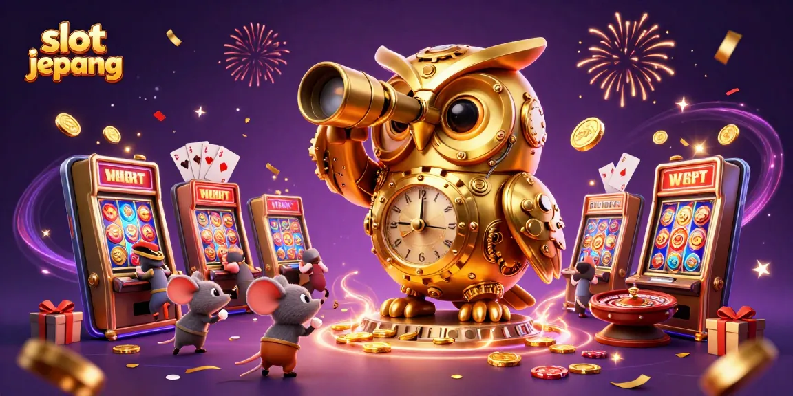 Engage in slot jepang excitement with spinning reels, golden coins, and lively casino characters.
