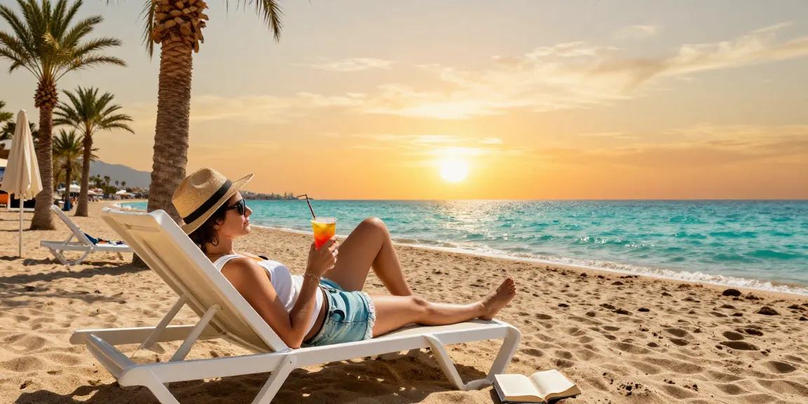 Enjoying Antalya weather with a beach sunset view and relaxation.