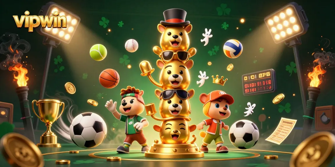 Engage in exciting gameplay at vipwin with vibrant casino action featuring sports elements and a dynamic 3D totem.