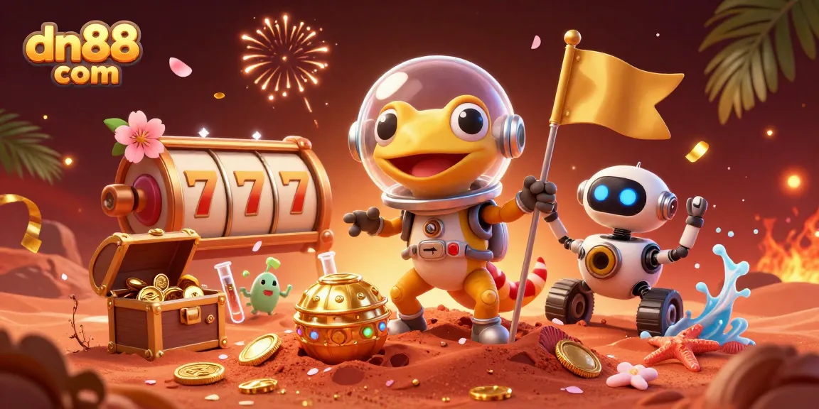Engage in thrilling gaming adventures at dn88 com with the captivating Martian gecko and golden casino.