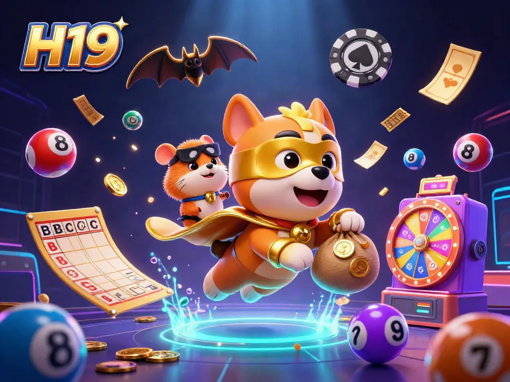 Experience H19's exciting gaming world with vibrant characters amidst dynamic elements.