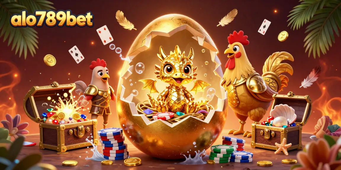 Experience thrilling cockfighting action at alo789bet with stunning visuals showcasing a golden dragon and poker chips!